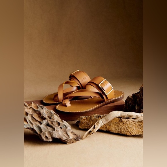 Sézane Freya Low Sandals in Smooth Heritage Honey US 10 - Picture 2 of 6